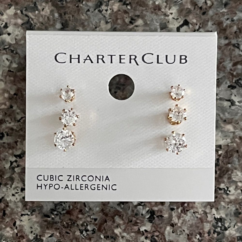 Charter Club Gold Tone/Cubic Zirconia Stud Earrings